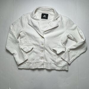 Adidas 100% cotton button up jacket White Size M Embroidered